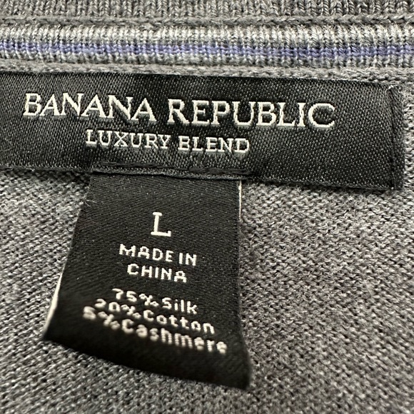 Banana Republic Luxury V-Neck Sweater Silk Cashmere Blend Gray Size Large - Picture 4 of 5